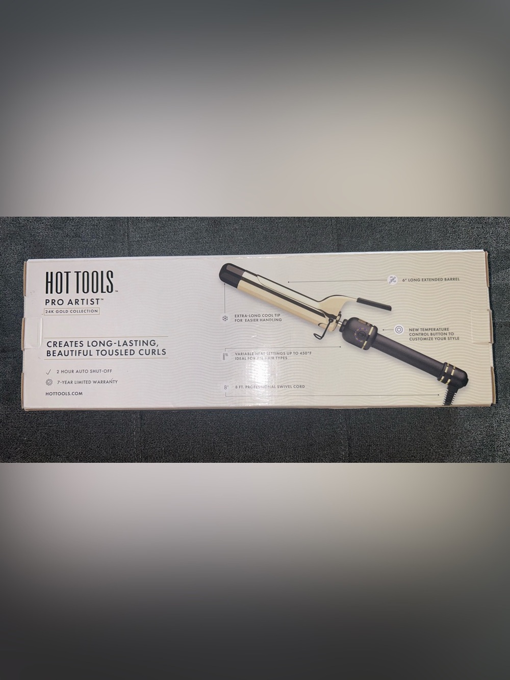 Hot Tools Pro Artist 24K Gold Collection Extended Barrel Curling Iron. 1.25” NEW - Picture 2 of 3